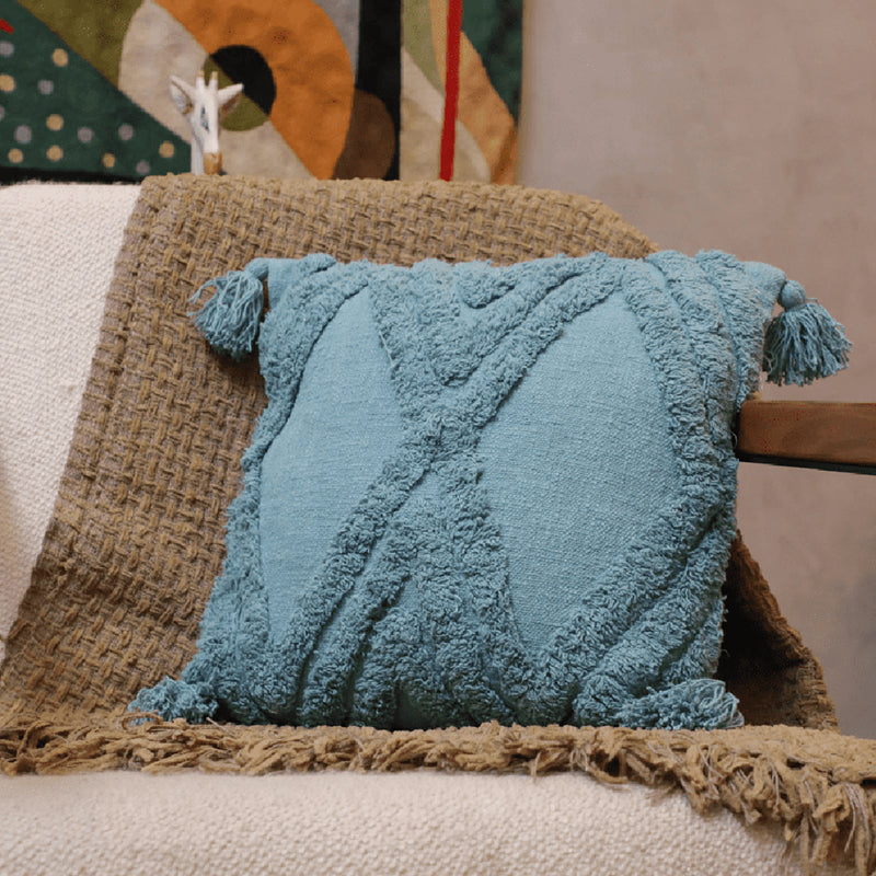Squish & Stitch Tufted Cushion Cover - Blue