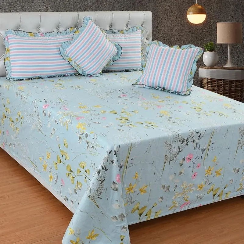 Estofa Frilled Floral Microfiber Bedding Set - Five Piece Set media 1
