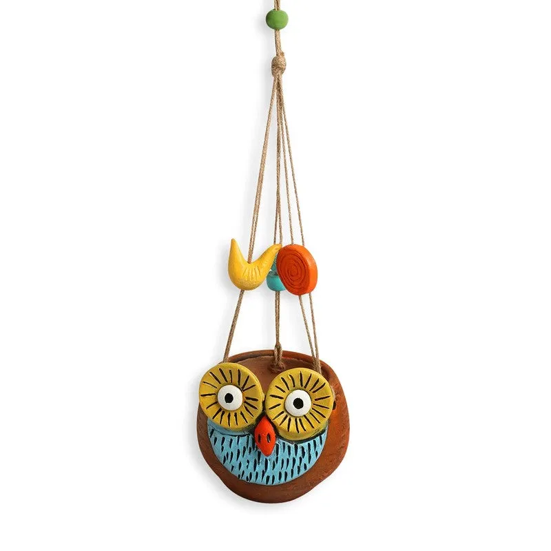 Hoot Pose Handpainted Hanging Planter media 3