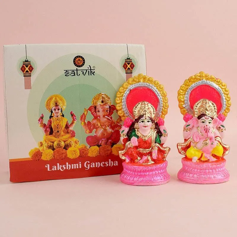 Blessed Union Lakshmi Ganesha Idol Set media 1