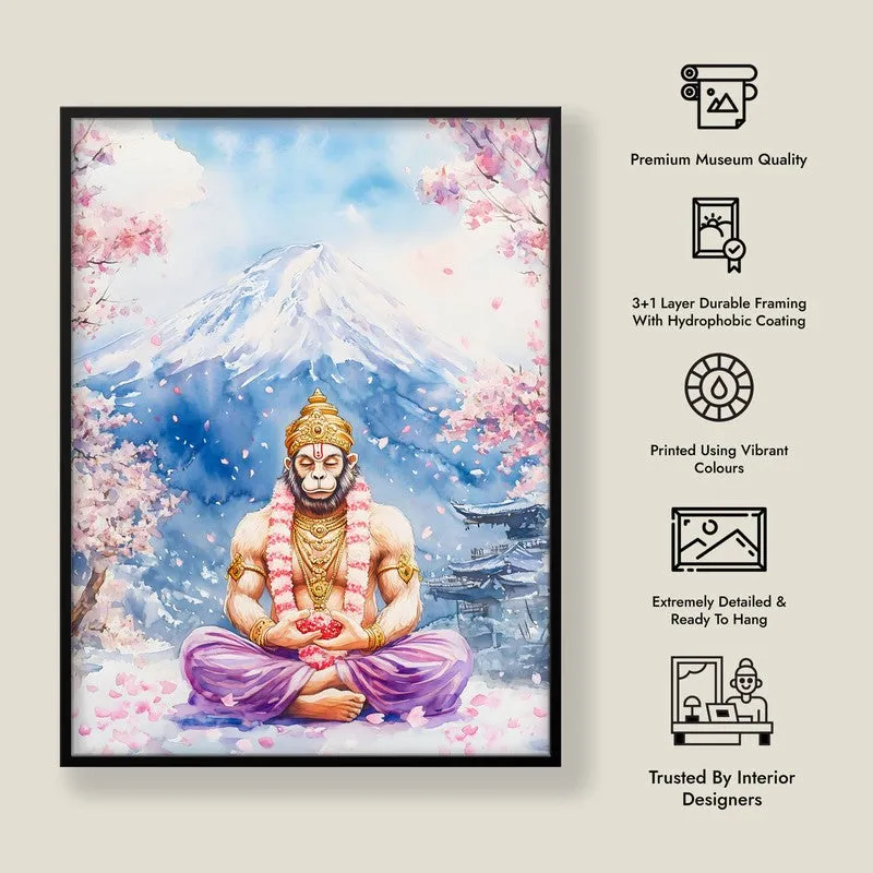 Divine Chiranjeevi Spiritual Archival Paper Wall Painting With Frame - Black media 8