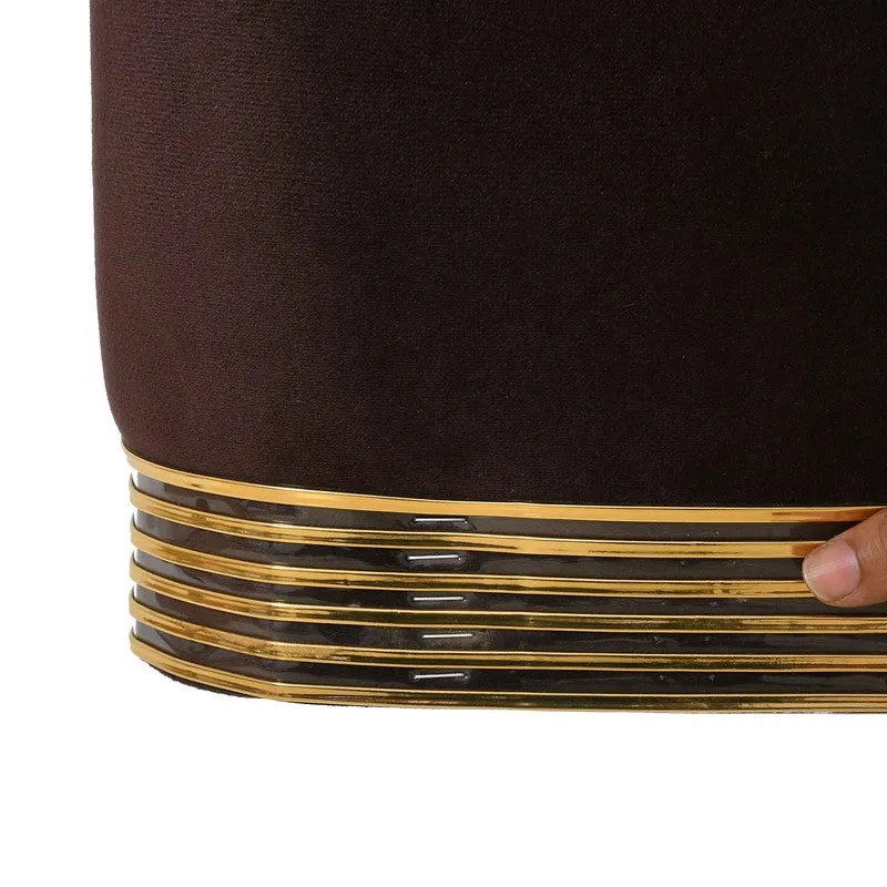 Aureum Solid Velvet Pouffe - Brown media 5