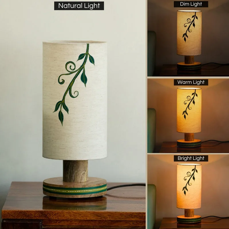 Ampelos Handcrafted Mango Wood Table Lamp - White,Green media 4