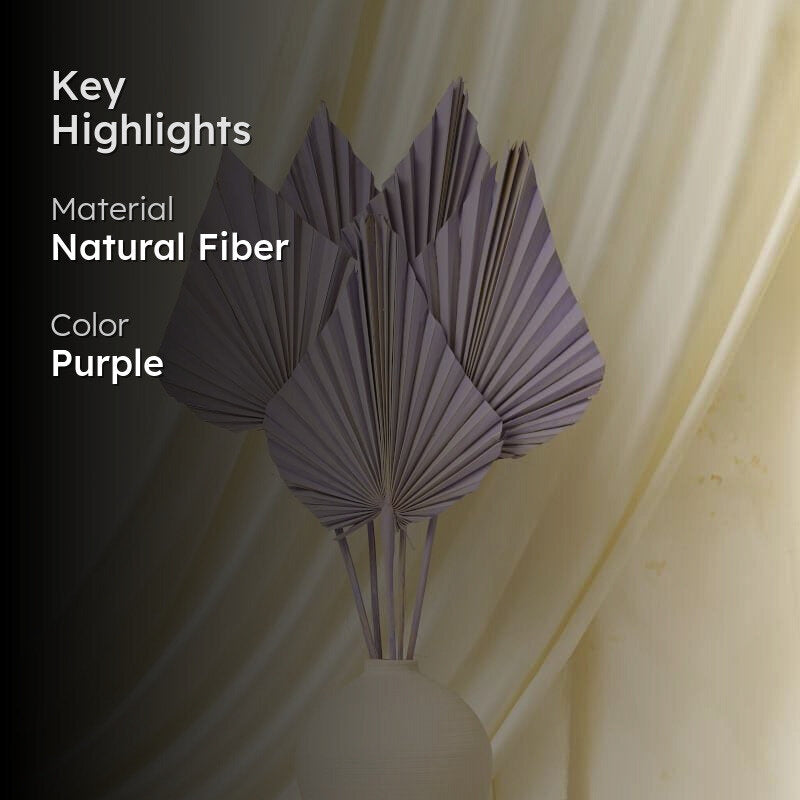 (Purple) Palm Leaf (20 cms) - Set Of Five Stems media 2