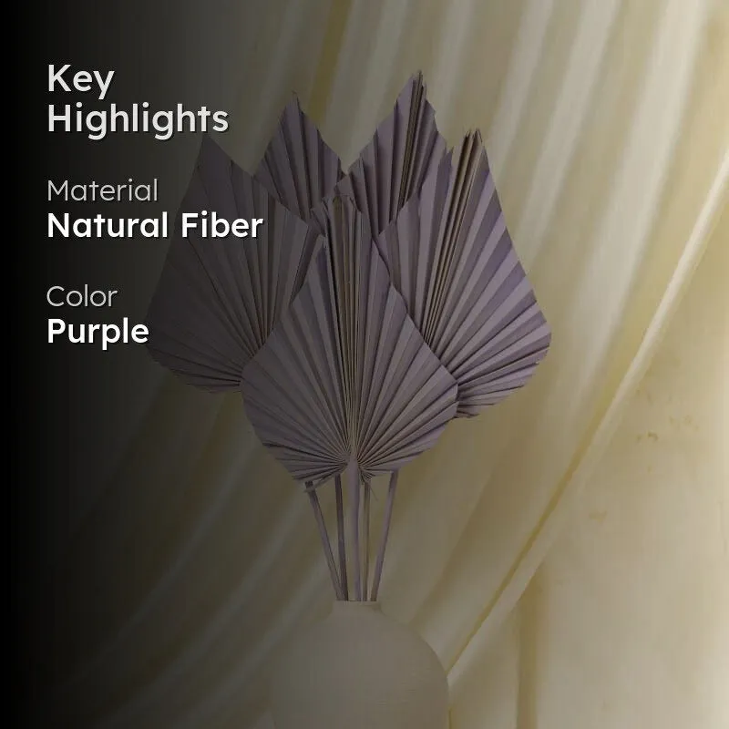 (Purple) Palm Leaf (20 cms) - Set Of Five Stems media 2