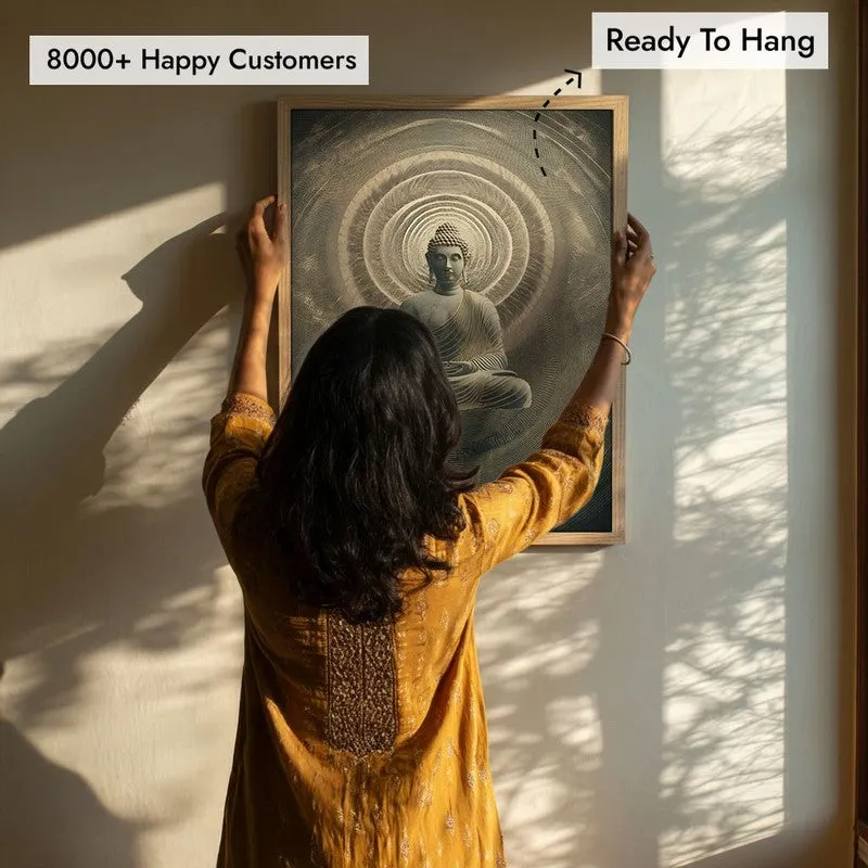 Harmony Within Buddha Archival Paper Wall Painting With Brown Frame media 7