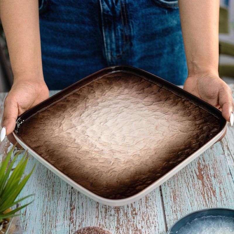 Nomura Square Porcelain Platter - Brown media 3