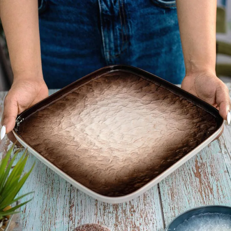 Nomura Square Porcelain Platter - Brown media 3