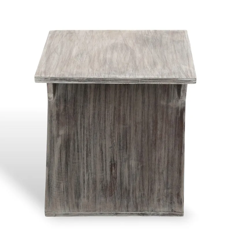 Rverox Sheesham Wooden Side & Bedside Table - Grey media 5