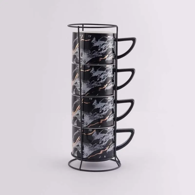 Marble Ceramic Tea Cup (200 mL Each) - Set of Four media 5