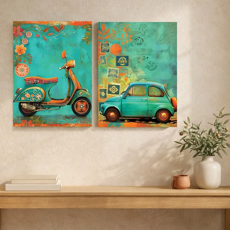 Vintage Ride Canvas Wall Art - Set of Two media 6