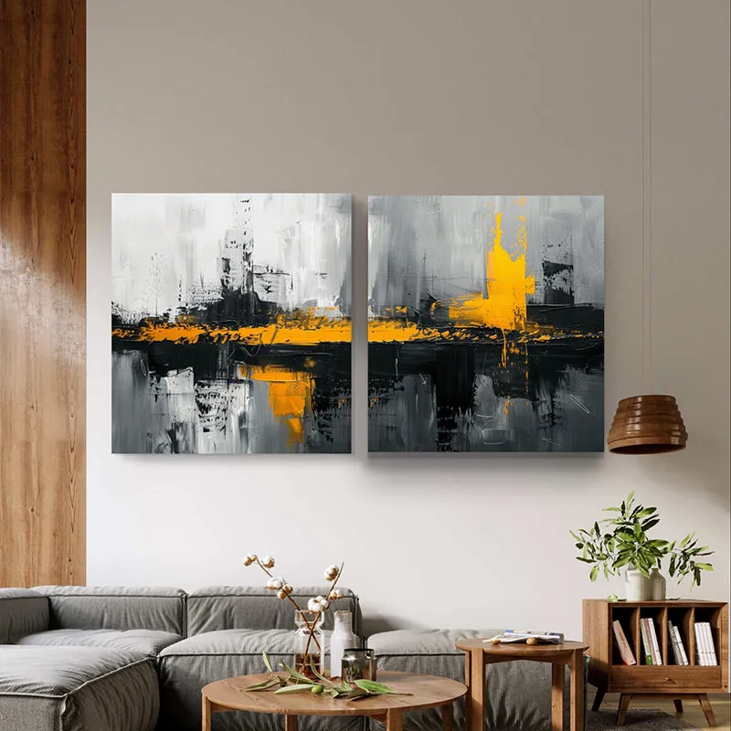 Splash Of Yellow Wall Painting - Set Of Two media 1