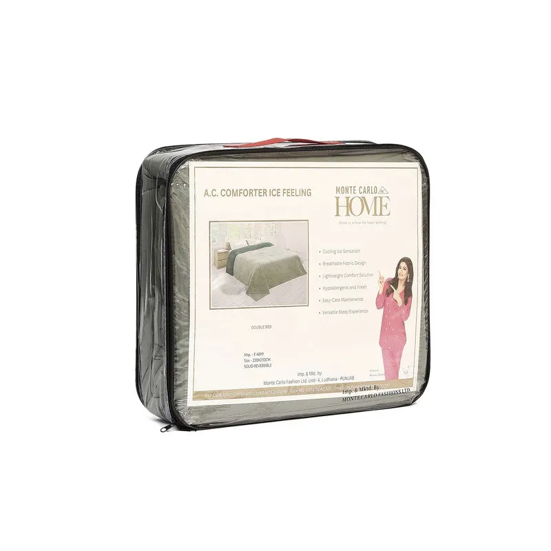 Monte Carlo Softelle Solid Polyester Reversible Comforter (Green & Grey) - 110 GSM media 7