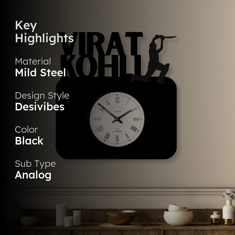 Virat Kohli Steel Analog Wall Clock - Black media 2