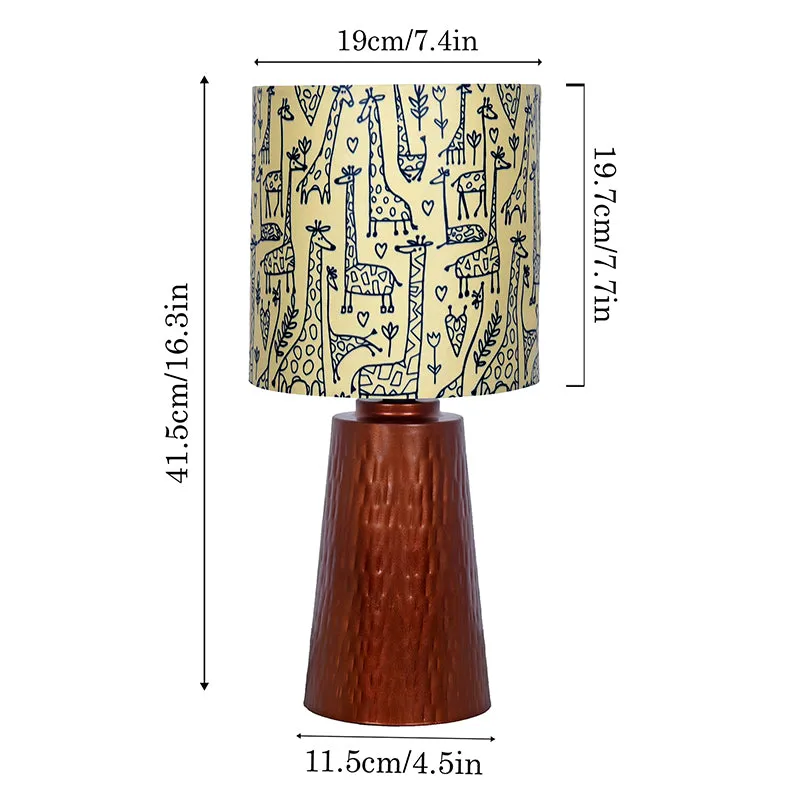 Doodled Savannah Blunt Fabric Table Lamp - Ivory,Brown media 5