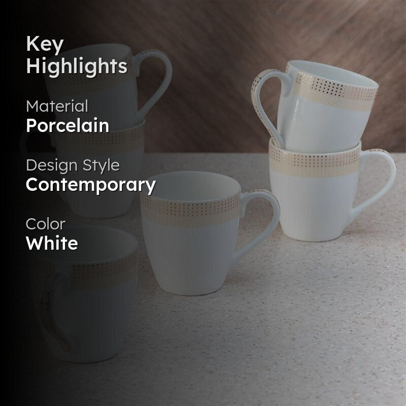 Mirona Porcelain Tea Cup (200 mL Each) -  Set of Six media 2