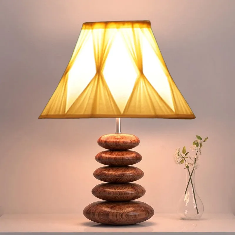 Lurvex Cotton Table Lamp With Wooden Base - White media 5