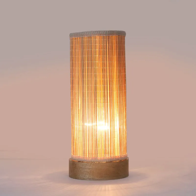Bralia Cylindra Curve Bamboo Table Lamp - Beige media 4