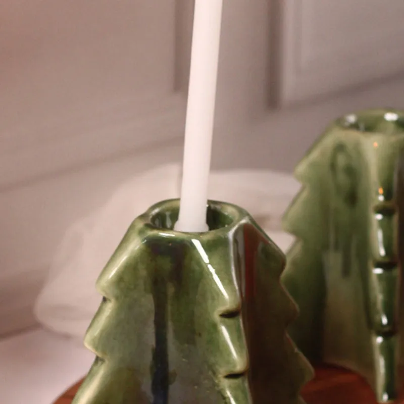 Pineria Ceramic Candle Stand - Green media 6