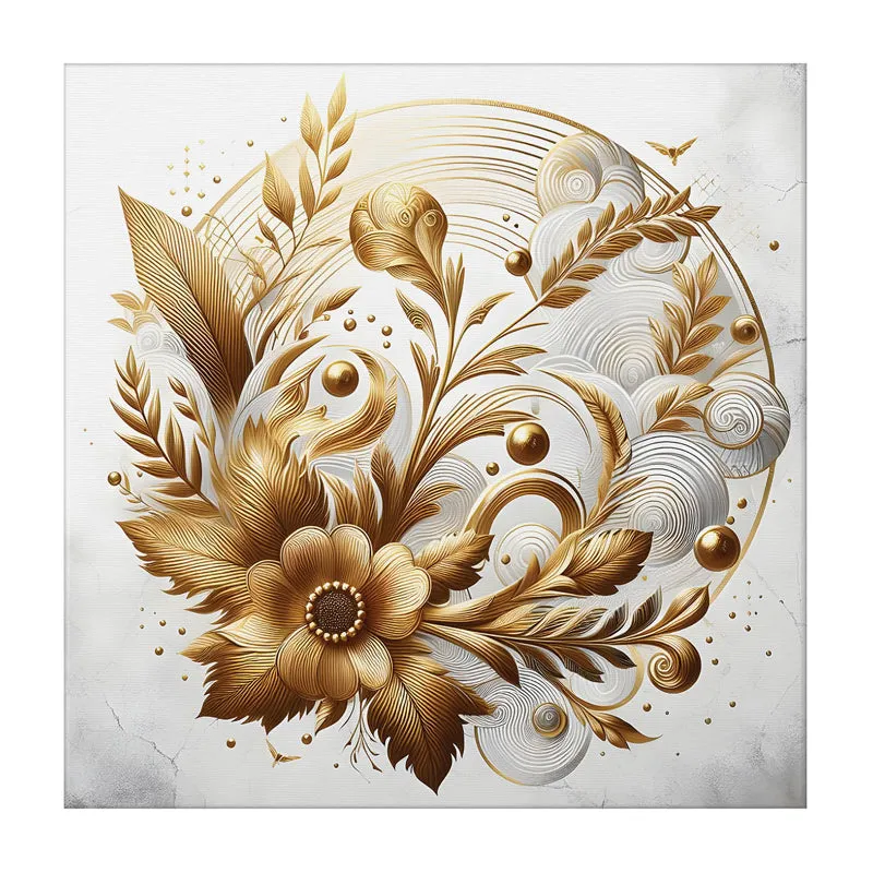 Golden Bloom Lumina Wall Painting media 3