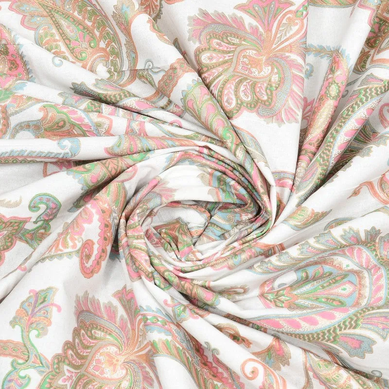 Bloom Cotton Bedsheet (White,Pink) - 180 GSM media 8