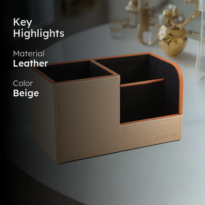 Tisca Faux Leather Desk Organizer - Beige media 2