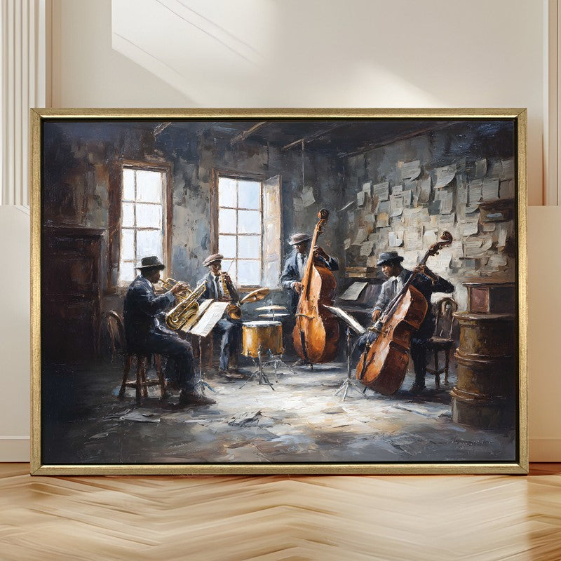Smoky Jazz Canvas Wall Painting With Frame media 4