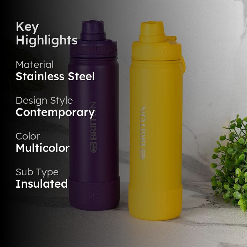 Sip Slay Hot & Cold Thermos Water Bottle (Purple & Yellow, 750 mL Each) - Set Of Two media 2