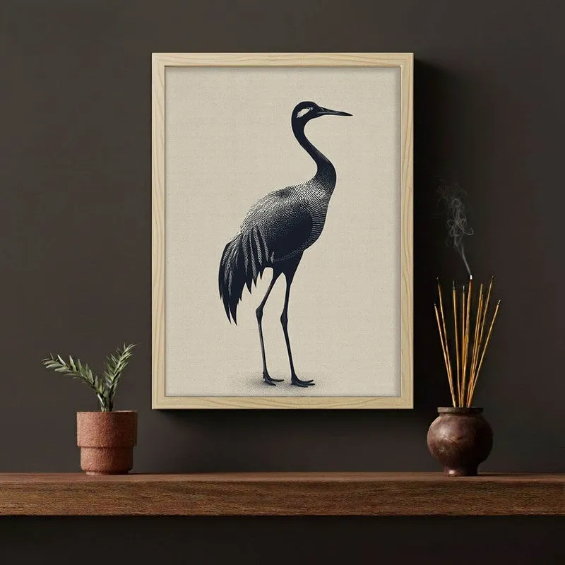Graceful Crane Canvas Wall Painting With Brown Frame media 3