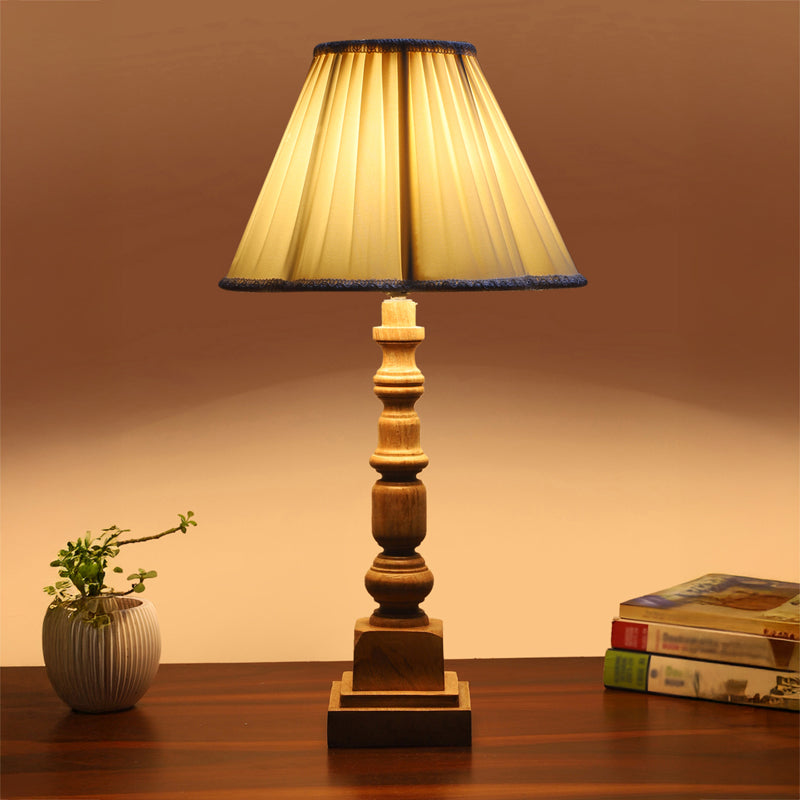 Pleatra I Arbor Wooden Table Lamp - Ivory,Brown
