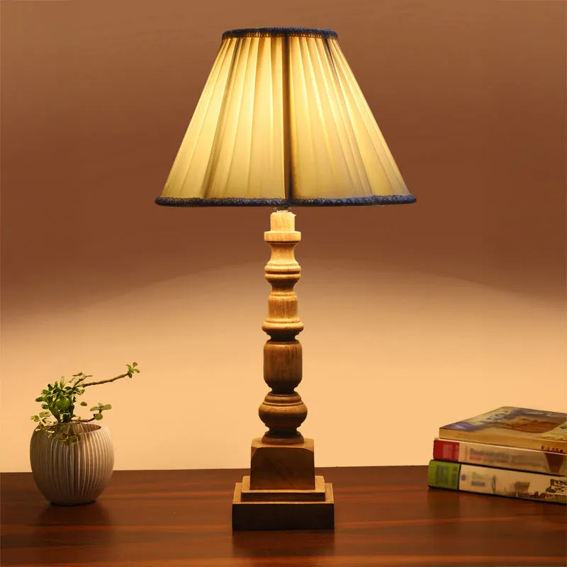 Pleatra I Arbor Wooden Table Lamp - Ivory,Brown media 1