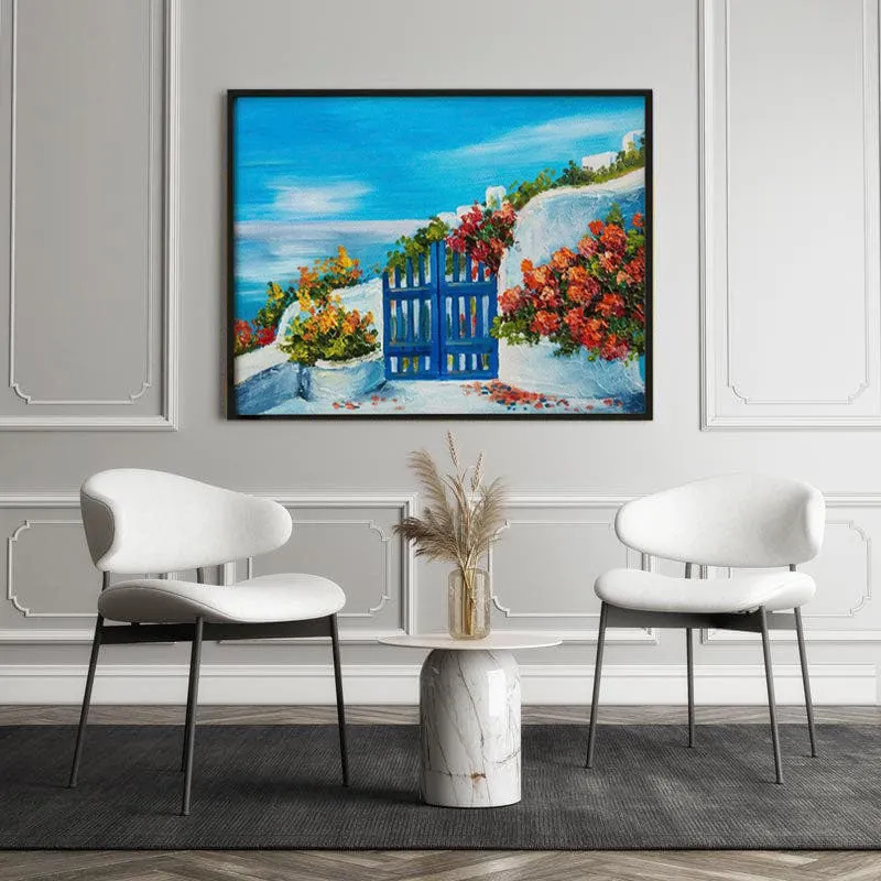 House Near The Sea Canvas Painting - Black Frame media 5
