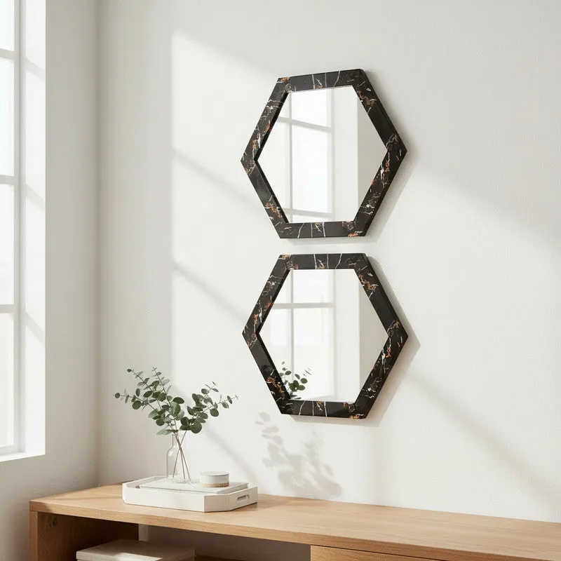 Reflectique Glass Wall Mirror Wiith PVC Frame - Set Of Two media 4