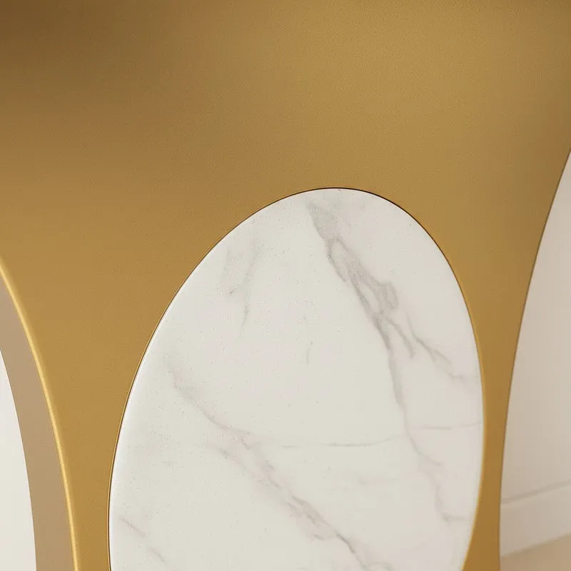 Modern Metal Console Table with Marble Top - Large media 3