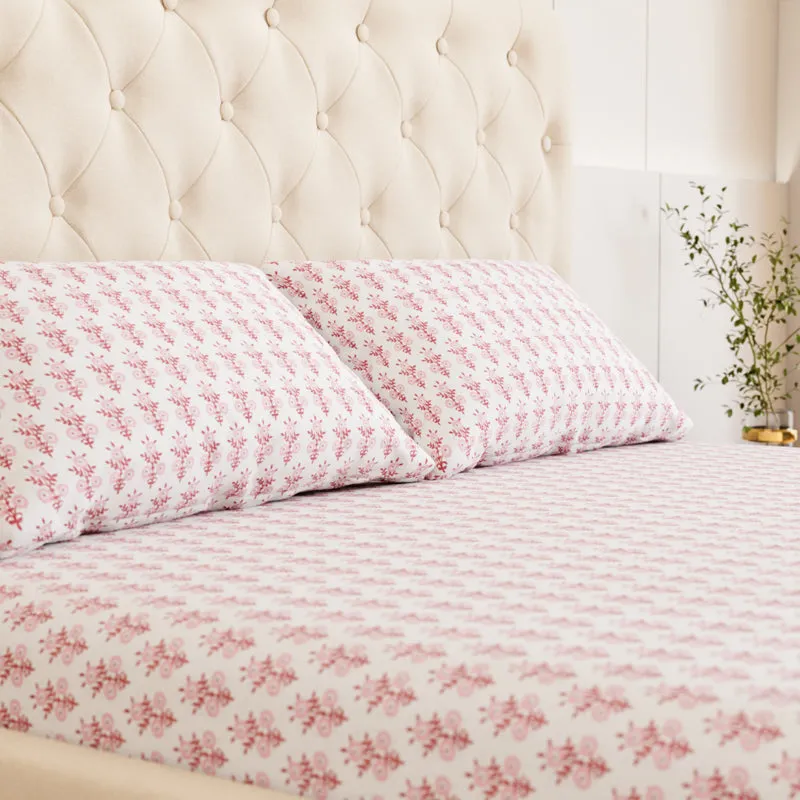 Bloom Ethnic Cotton Bedsheet (Pink) - 180 TC media 3