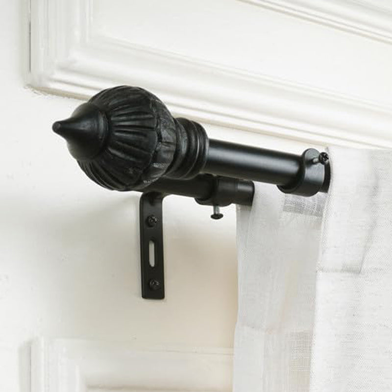 Chateau Etch Duo Extendable 1" Double Curtain Rod With Round Finial & Brackets media 3