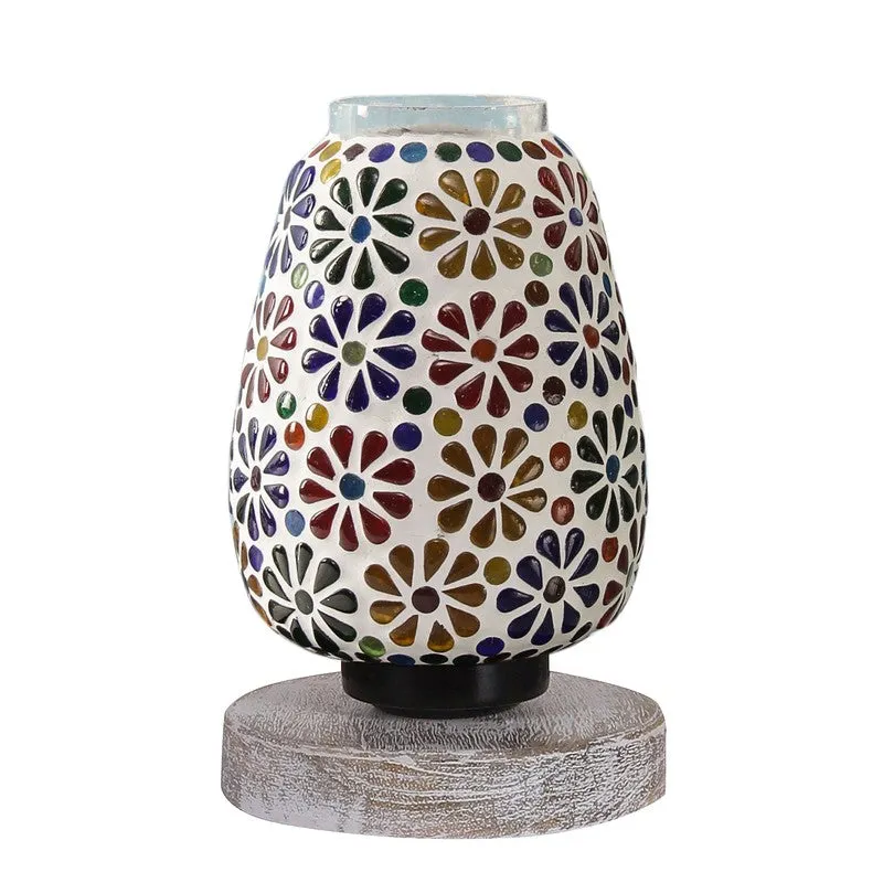 Crystique Glass Table Lamp With Wooden Base - Multicolor media 5