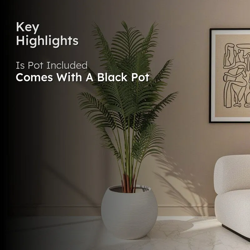 Faux Lush Areca Plam Plant With Black Plastic Pot - 4 Feet - 2