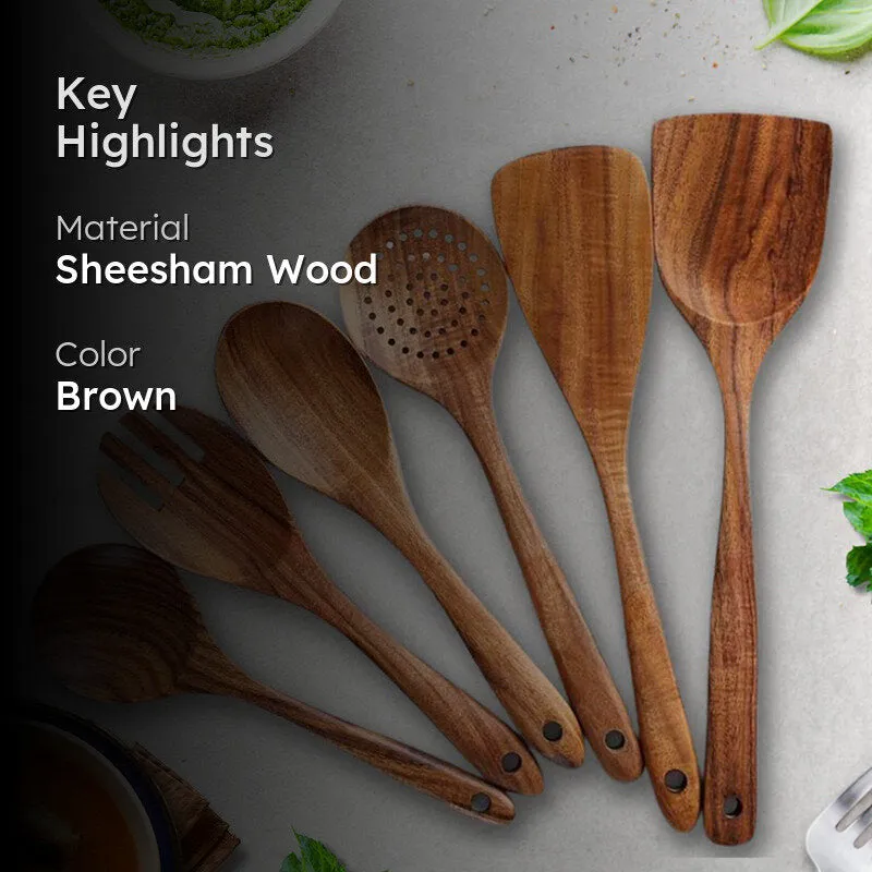 Knotis Sheesham Wood Serving Spoon - Six Piece Set media 2