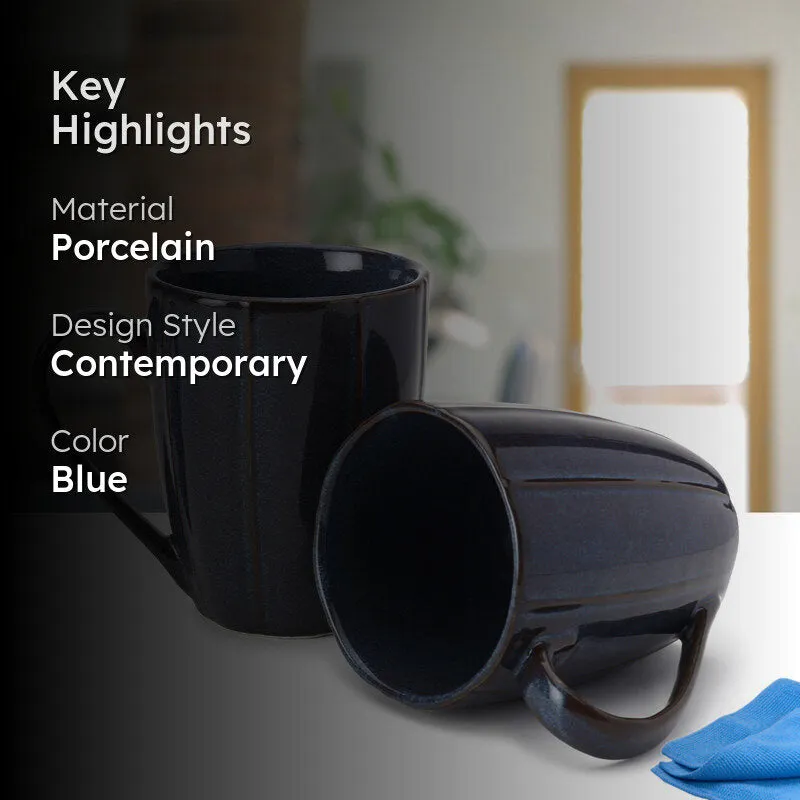Ciro Porcelain Coffee Mug (300 mL Each/Blue) - Set of Two media 2
