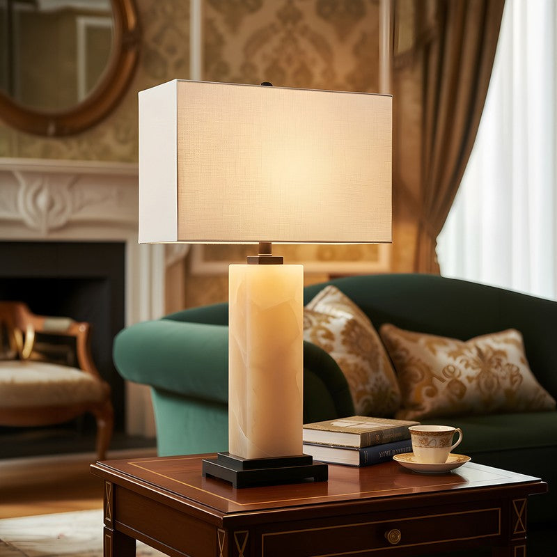 AarviDecor Yorkton Accent Fabric Table Lamp - White