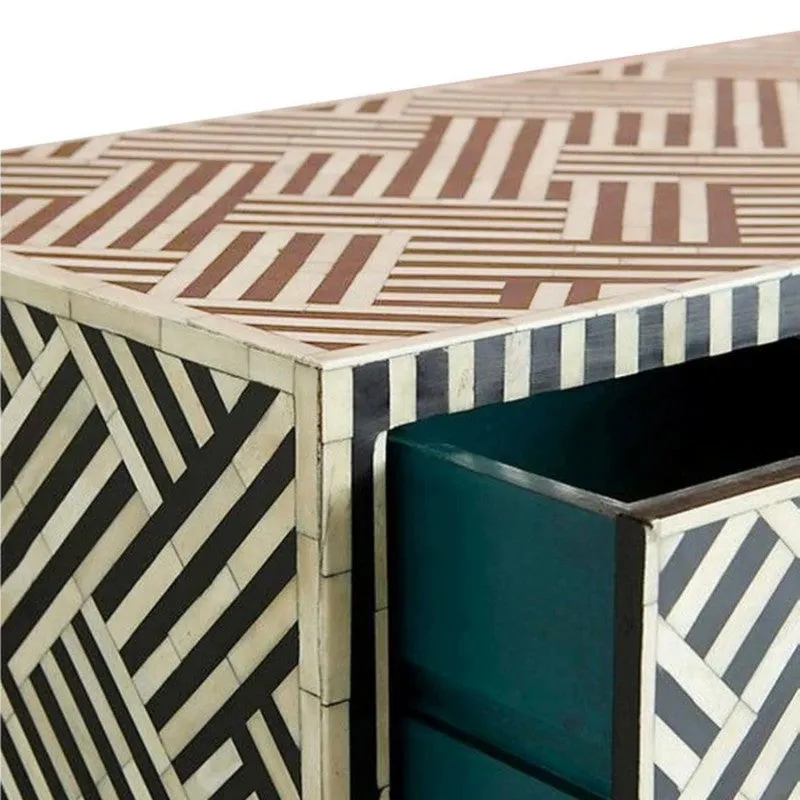 Elegant Black Mother of Pearl Bedside Table media 4
