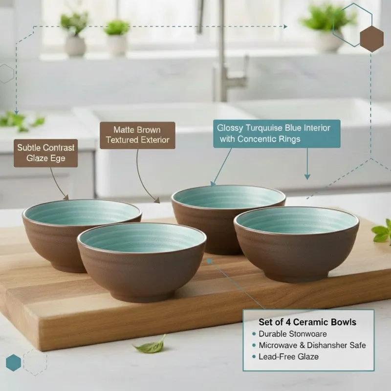Bowluxe Ceramic Snack Bowls (Green, 180 mL Each) - Set Of Four media 5