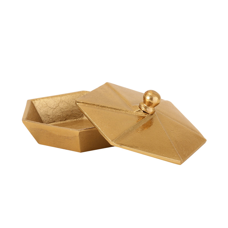 Nyra Accent Bowl With Lid - Gold media 3