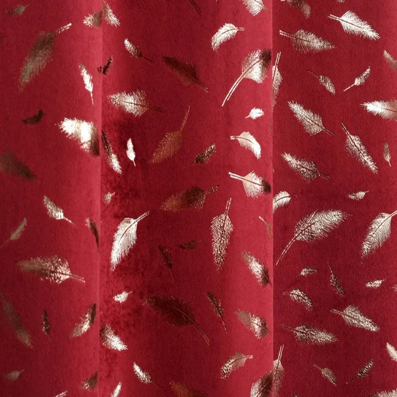 Glow Mist Printed Velvet Curtain - Maroon,Gold media 5