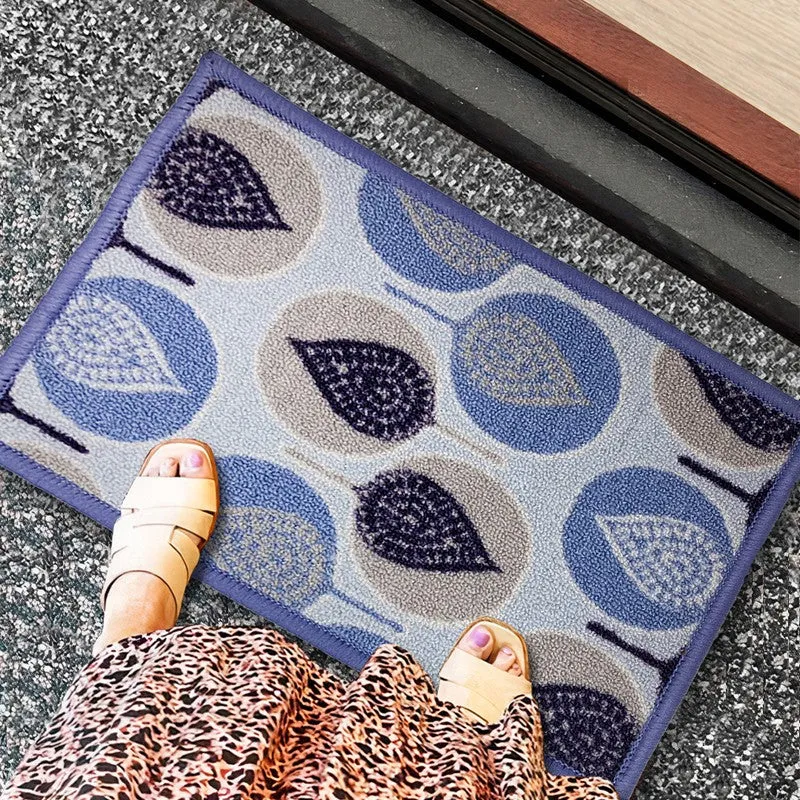 Faro Floral Nylon Door Mats - Grey,Blue media 3