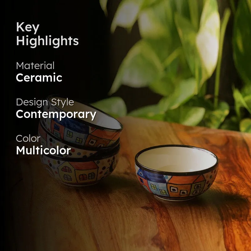 Sweet Home Handpainted Serving Bowl (170 ML) - Set Of Four media 2