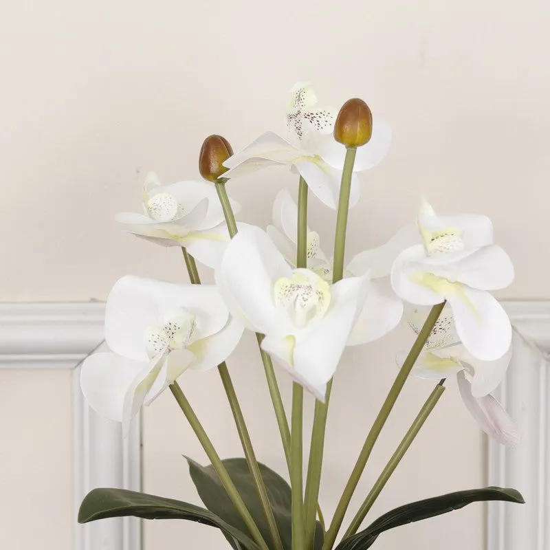Artificial Orchid Flower Plant With Metal Pot (White) - 1 Feet media 5