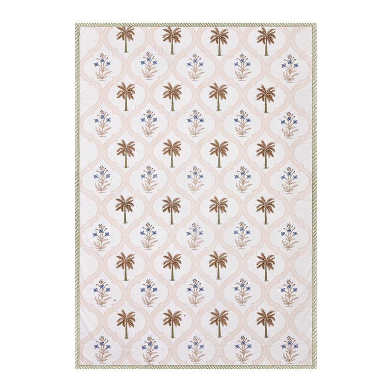 Haveli Block Cotton Bedsheet (Blue,Peach) - 180 TC media 4
