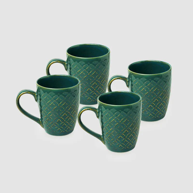 Saphine Ceramic Coffee Mug (300 mL Each) - Set of Four media 1